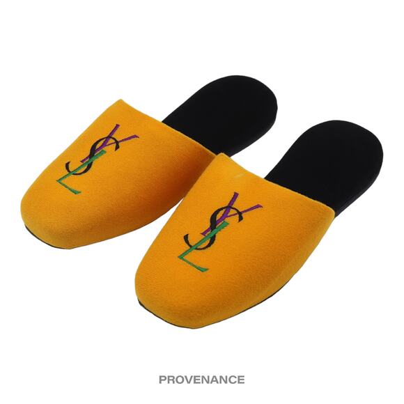 🔴 Yves Saint Laurent YSL Logo Slipper - Yellow Velour - Picture 2 of 6